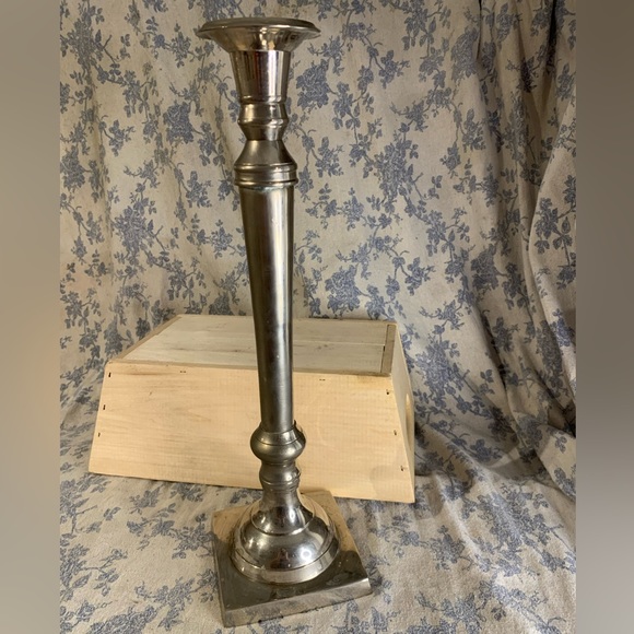 VTG 16" Tall Silver Candlestick with Square Base 2.5lbs - Picture 1 of 10